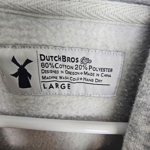 Dutch Bros Coffee Mens Hoodie Sweatshirt Size L Windmill Pullover Casual Comfy - Picture 6 of 7